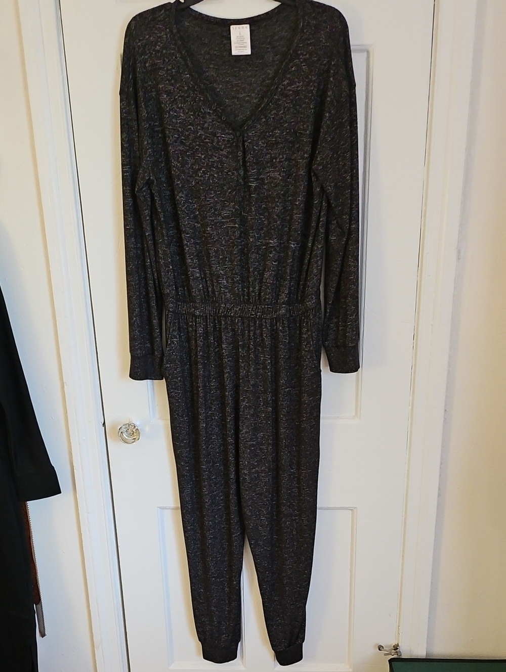Serra Dark Heather Gray Long Sleeve Jumpsuit